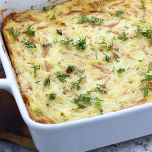 Лапшевник с печенью под сыром